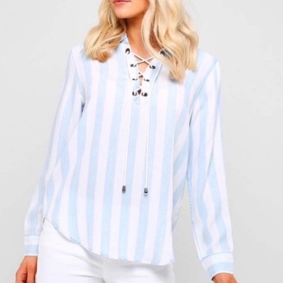 Rails Uli Lace Up nautical stencil tunic top long sleeve women’s small - Picture 1 of 10